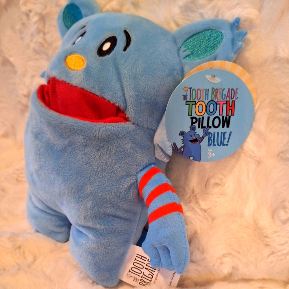 NWT Blue Monster, 8" Tooth Fairy Pillow with Pocket - Book Not Included  (P) - Picture 4 of 10